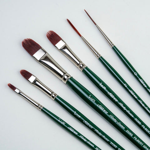 Ruby Satin® 5 Pc Foundation Short Handle Set | RSS-2550S - Cats Tongue/Bright/Round/Angular