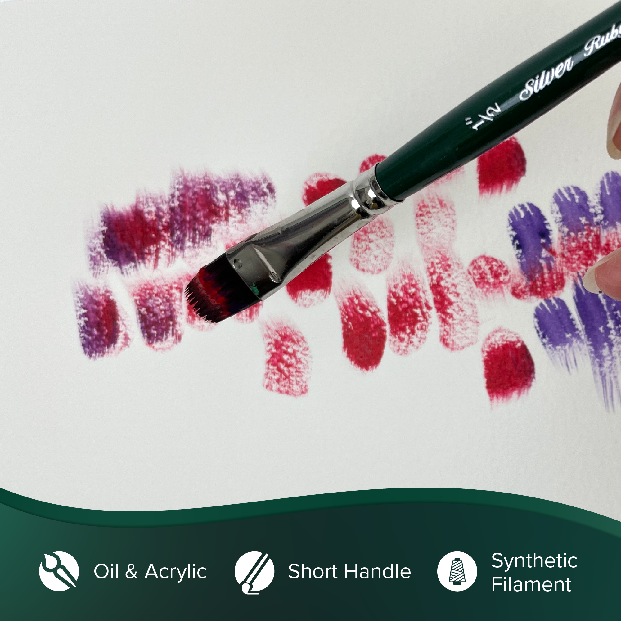 Ruby Satin® 6pc Filbert Comb & Script Liner Brush Set | Short Handle | RS-2550S - Filbert Comb and Script Liners