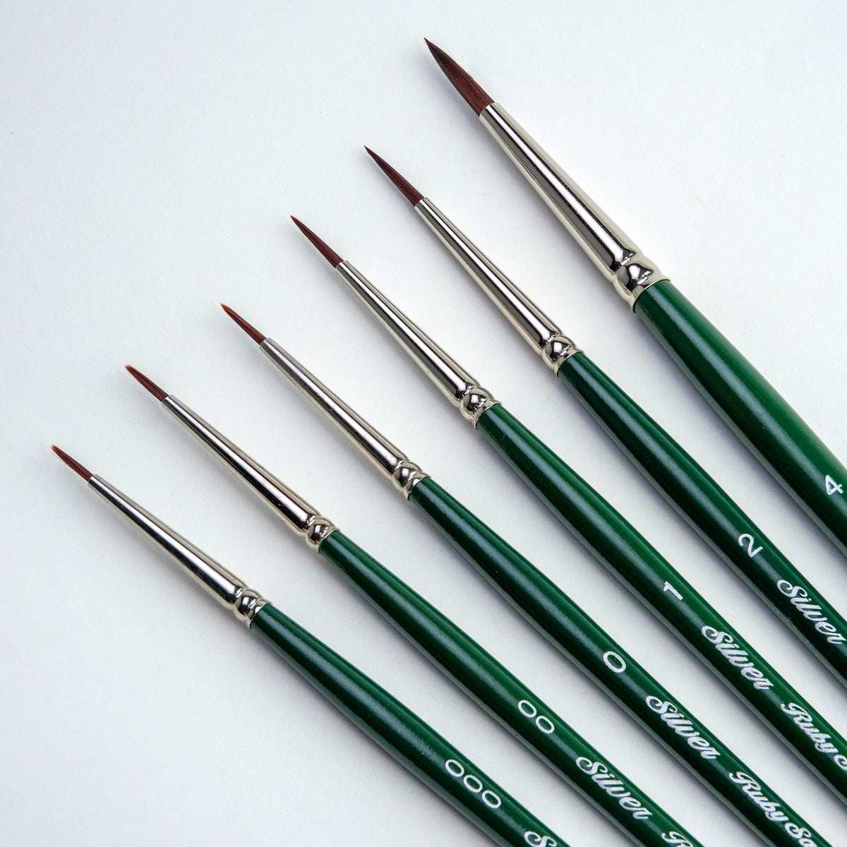 Ruby Satin® 6pc Small Round Brush Set | Short Handle | RS-2598S - Small Short Handle Rounds