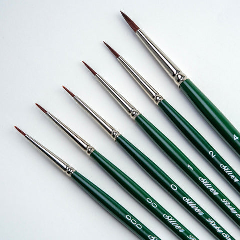 Ruby Satin® 6pc Small Round Brush Set | Short Handle | RS-2598S - Small Short Handle Rounds