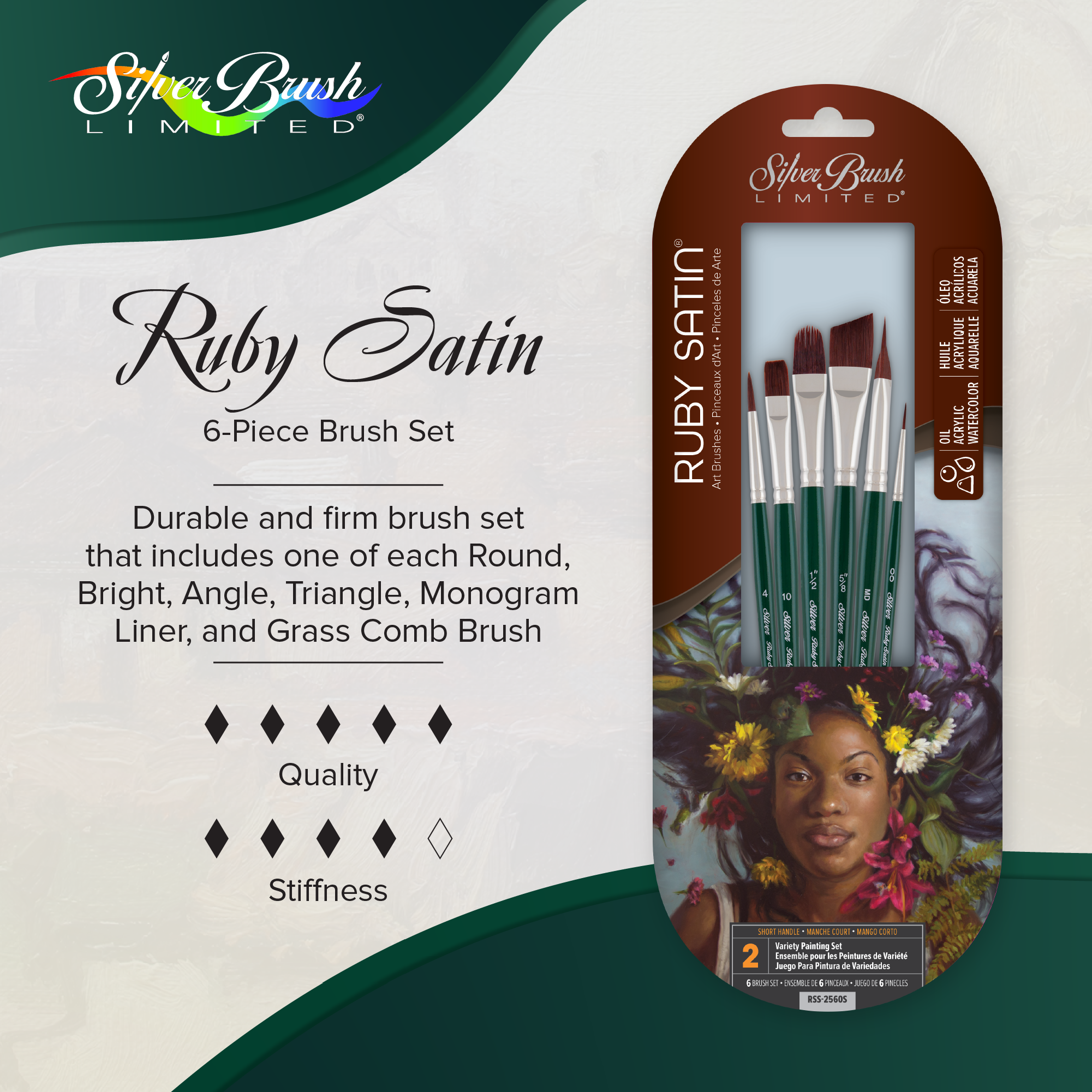 Ruby Satin® 6pc Variety Set | Short Handle | RSS-2560S - Variety Set