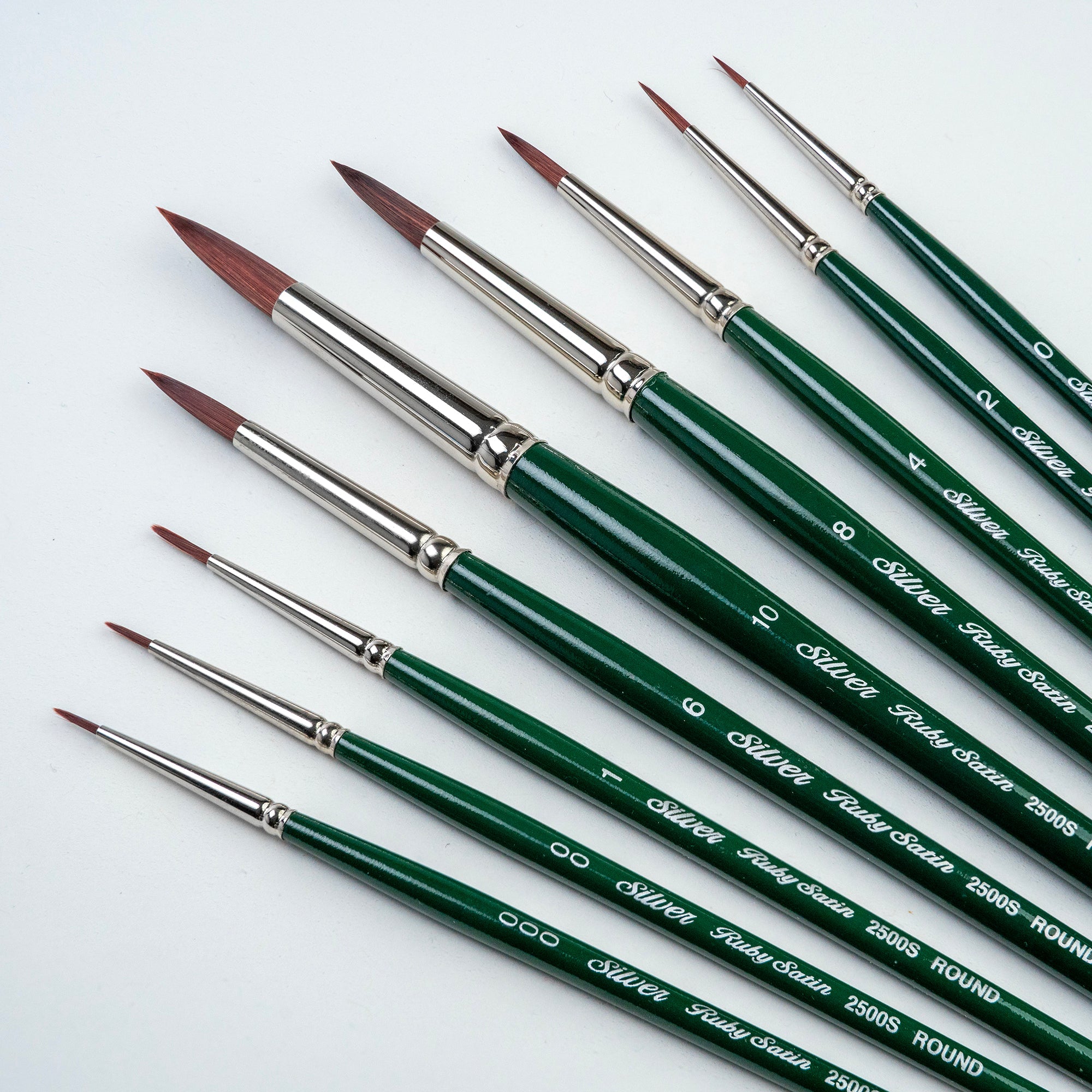 Ruby Satin® 9pc Round Brush Set | Short Handle | RS-2599S - Short Handle Rounds