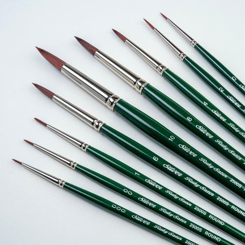 Ruby Satin® 9pc Round Brush Set | Short Handle | RS-2599S - Short Handle Rounds