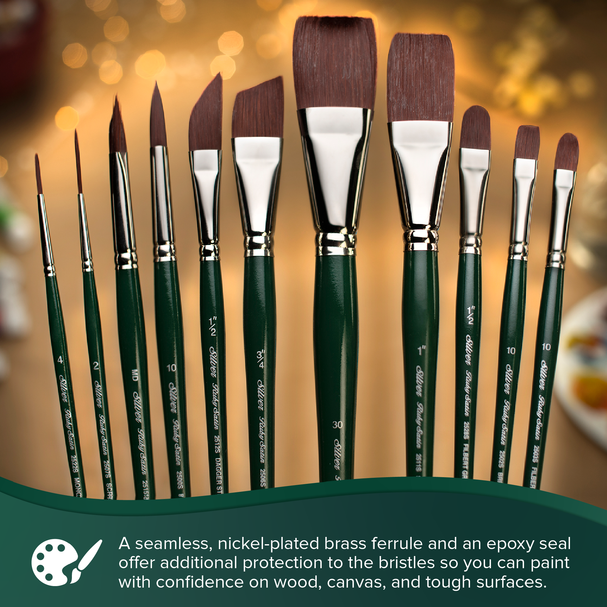 Ruby Satin® Pointed Triangle Paintbrush | Short Handle | 2515S