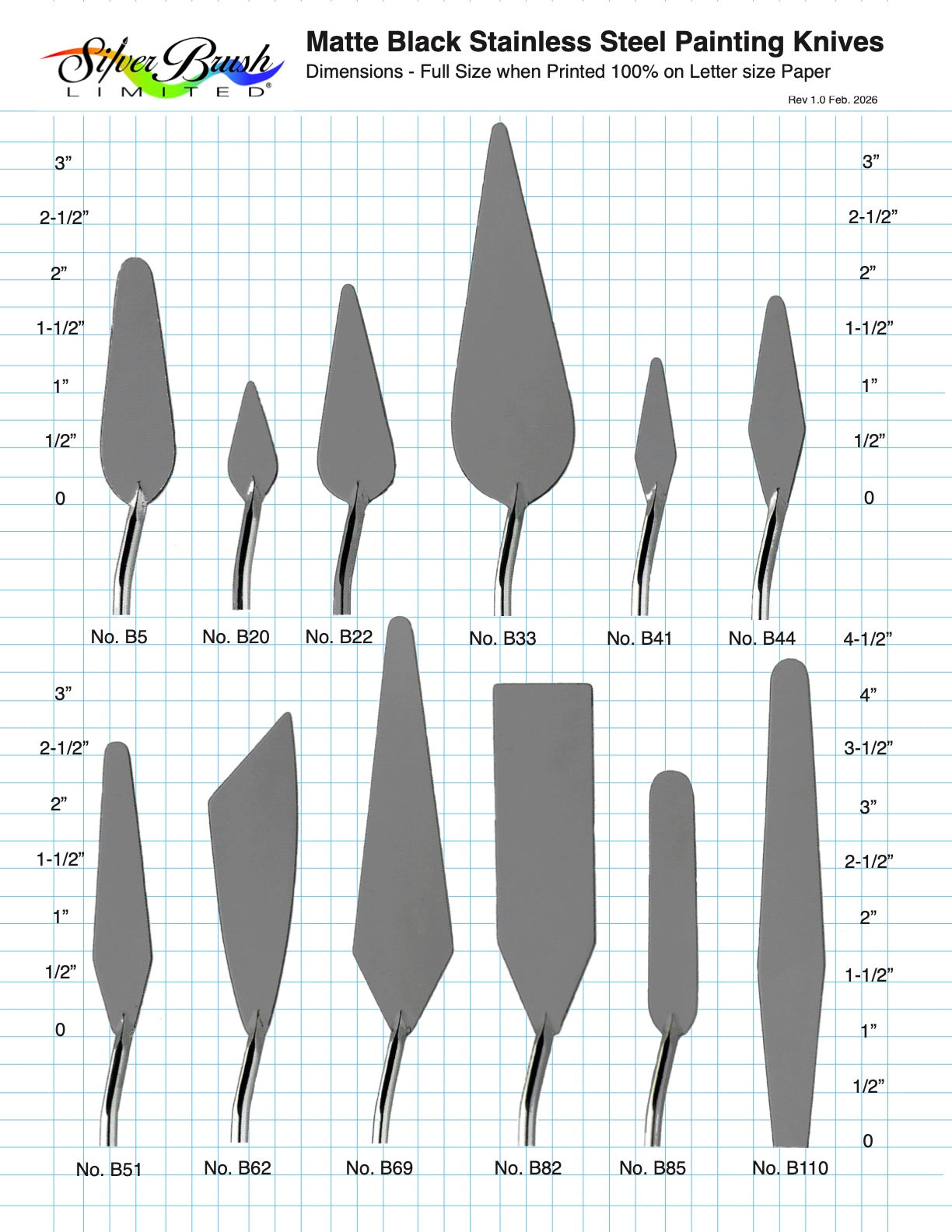 SBL #B62 Matte Black Palette Painting Knife - The Flow Builder-Blade | Blue Handle | 9462