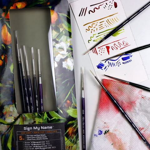 Sign My Name™ 5pc Acrylic & Oil Set | Short Handle | SMN-1905S - Sign My Name