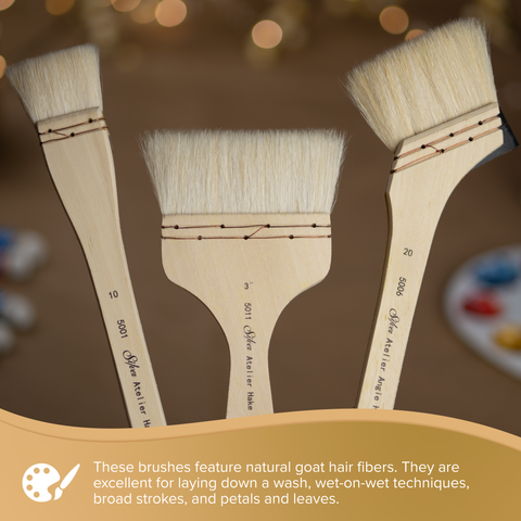 Silver Atelier™ Flat Hake Paintbrush | Short Handle | 5011