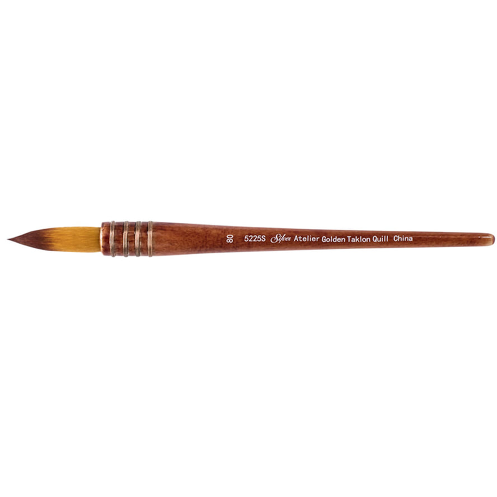 Silver Atelier™ Golden Taklon Quill Paintbrush | Short Handle | 5225S - Size 80