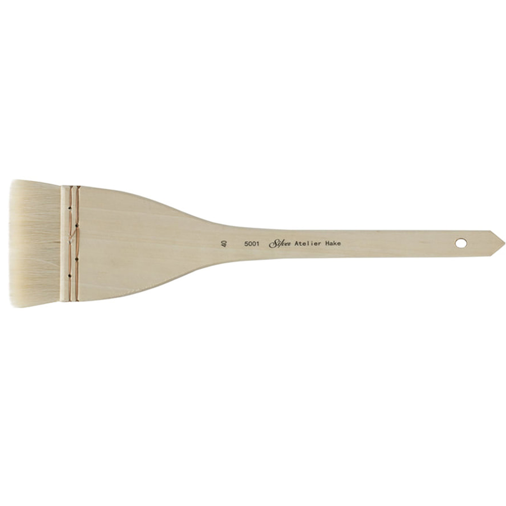 Silver Atelier™ Hake Flat Paintbrush | Long Handle | 5001 - Size 40