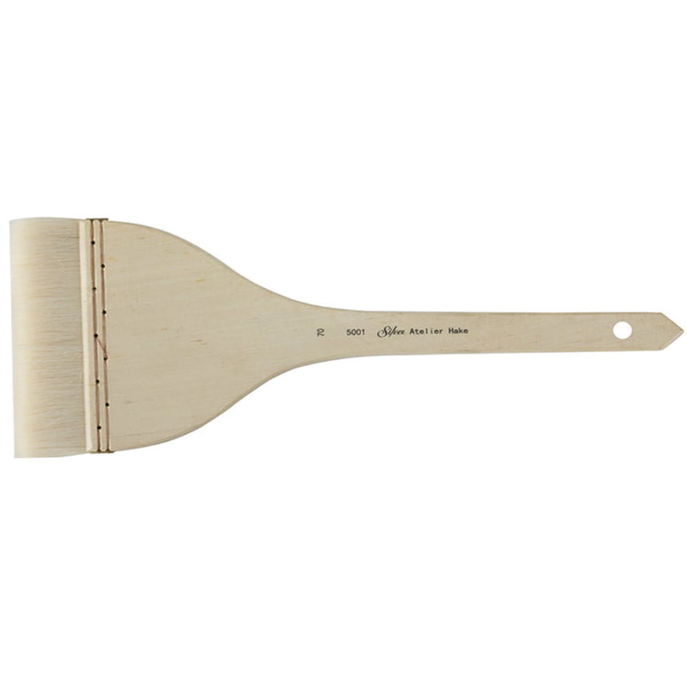 Silver Atelier™ Hake Flat Paintbrush | Long Handle | 5001 - Size 70