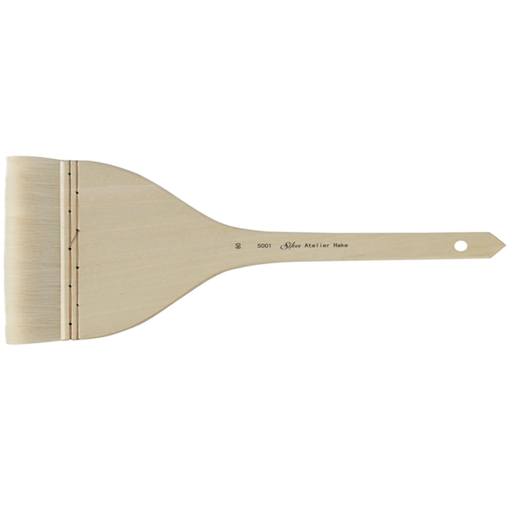 Silver Atelier™ Hake Flat Paintbrush | Long Handle | 5001 - Size 80