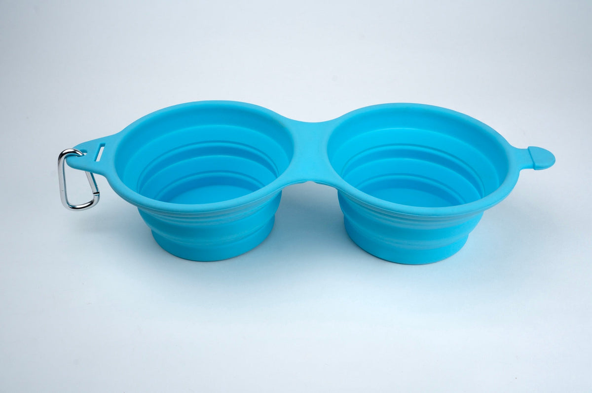 Silver Essentials Double Collapsible Silicone Water Bowl with Closure - Light Blue | 700ml • 2PK | 9006 - 2 Pack / Size