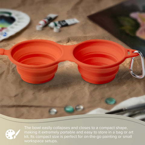 Silver Essentials Double Collapsible Silicone Water Bowl with Closure - Orange | 230ml • 2PK | 9005 - 2 Pack / Size