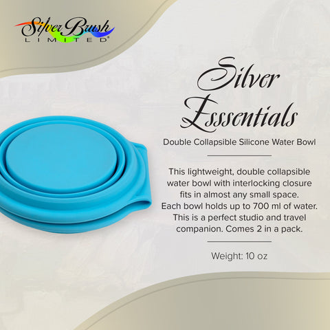 Silver Essentials Double Collapsible Silicone Water Bowl with Closure - Light Blue | 700ml • 2PK | 9006 - 2 Pack / Size