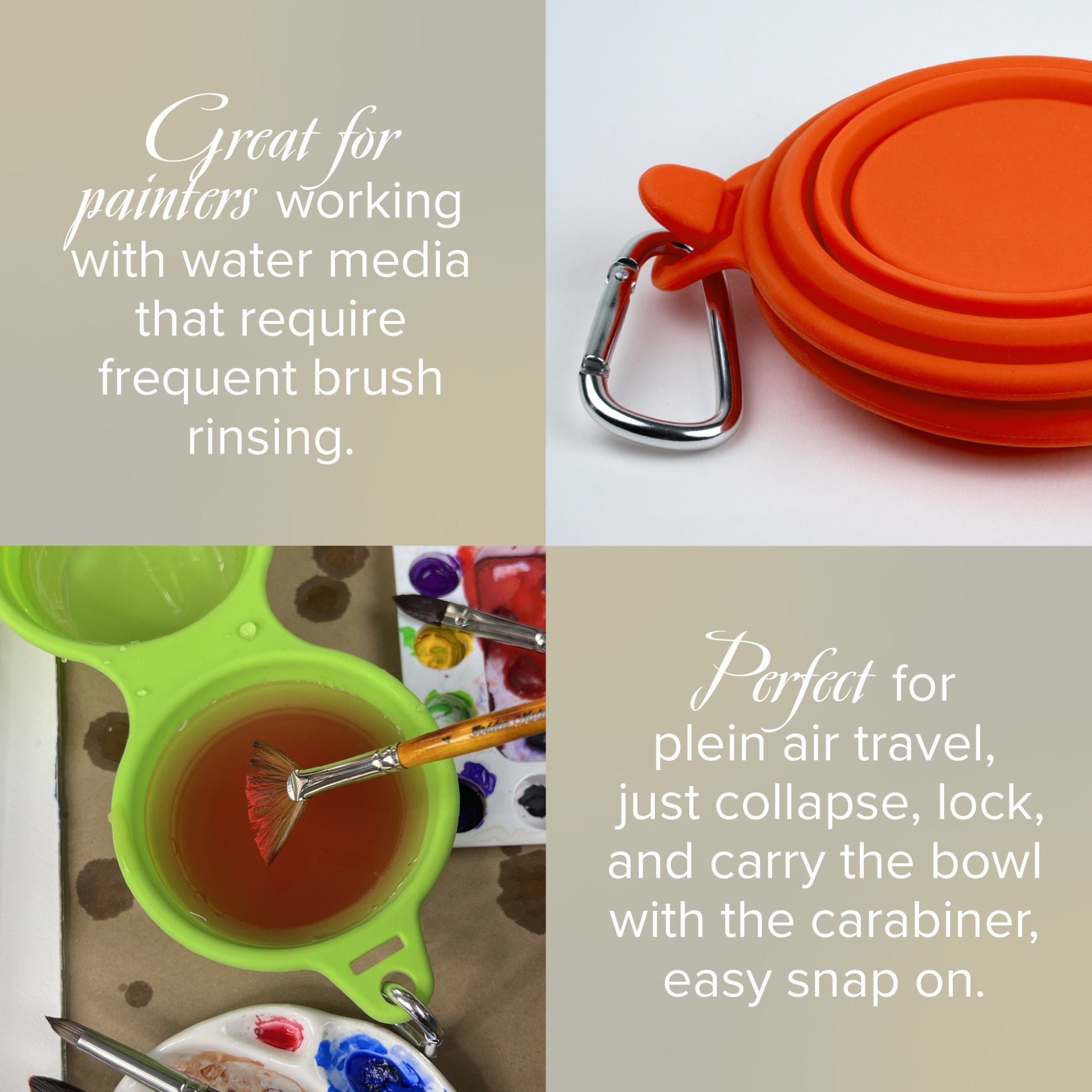 Silver Essentials Double Collapsible Silicone Water Bowl with Closure - Orange | 230ml • 2PK | 9005 - 2 Pack / Size