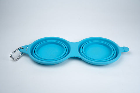 Silver Essentials Double Collapsible Silicone Water Bowl with Closure - Light Blue | 700ml • 2PK | 9006 - 2 Pack / Size