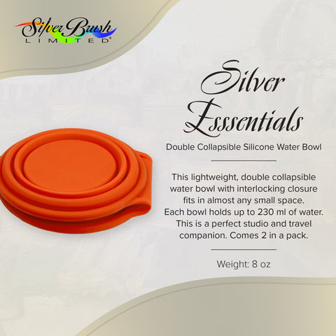 Silver Essentials Double Collapsible Silicone Water Bowl with Closure - Orange | 230ml • 2PK | 9005 - 2 Pack / Size