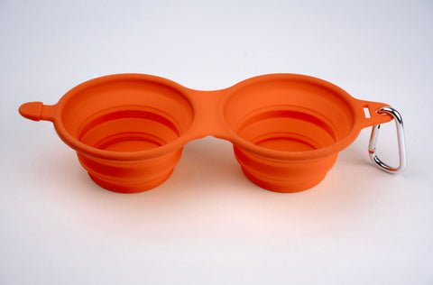 Silver Essentials Double Collapsible Silicone Water Bowl with Closure - Orange | 230ml • 2PK | 9005 - 2 Pack / Size