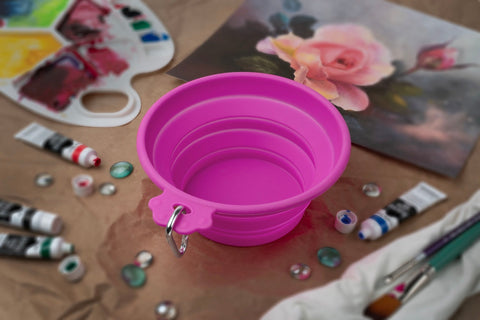 Silver Essentials Round Collapsible Silicone Water Bowl - Magenta | 1200ml | 9003 - Size 1200ml / Magenta