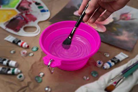Silver Essentials Round Collapsible Silicone Water Bowl - Magenta | 1200ml | 9003 - Size 1200ml / Magenta