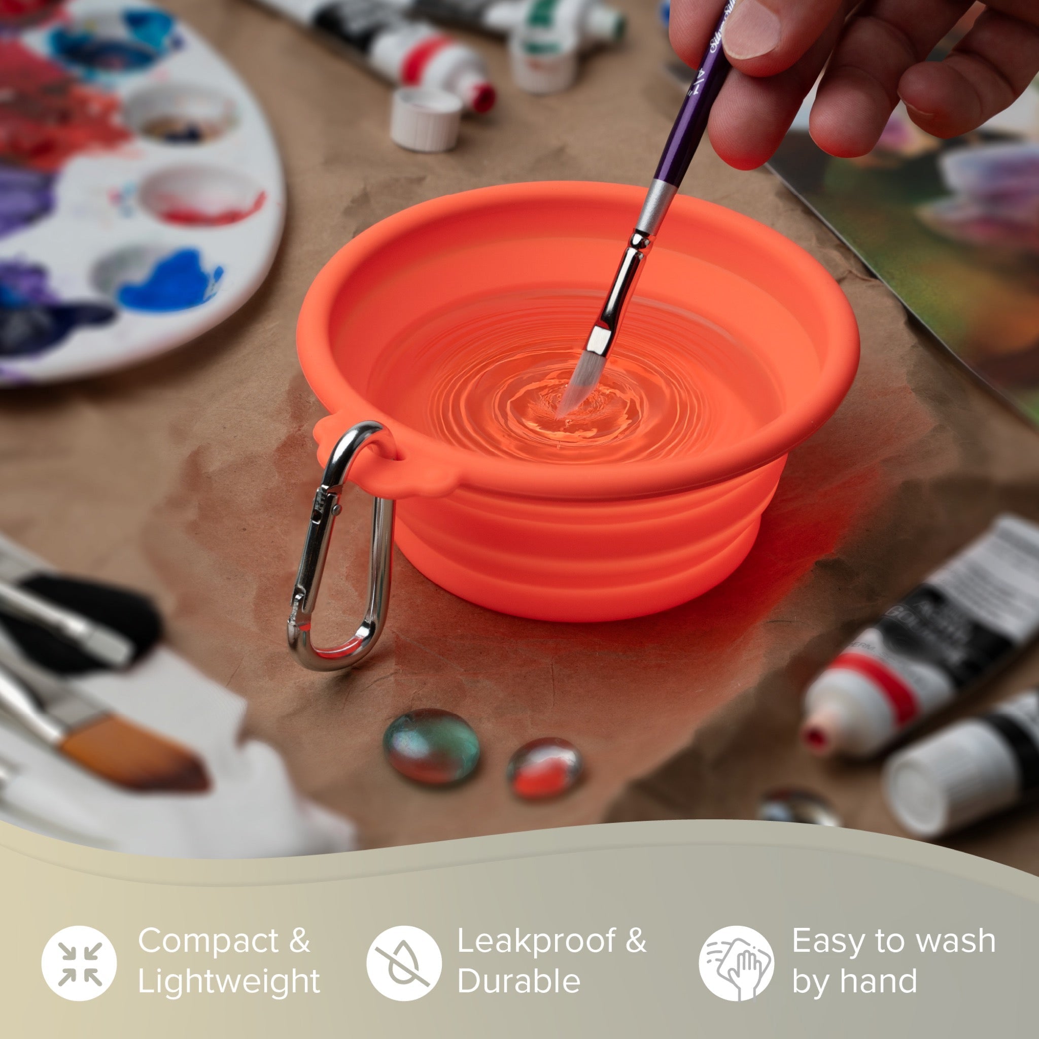 Silver Essentials Round Collapsible Silicone Water Bowl - Orange | 400ml • 2 Pack | 9001 - Size 400ml / Orange