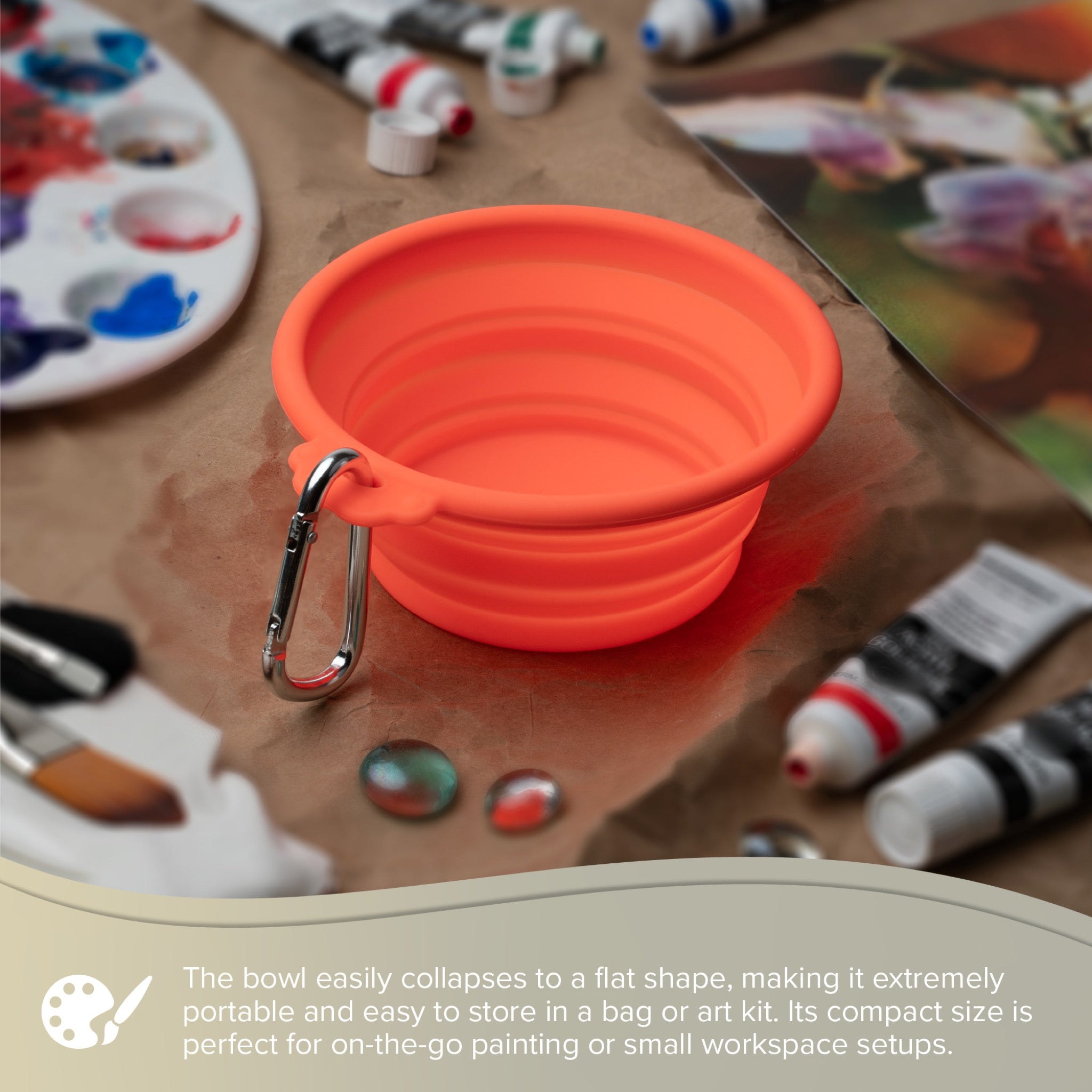 Silver Essentials Round Collapsible Silicone Water Bowl - Orange | 400ml • 2 Pack | 9001 - Size 400ml / Orange