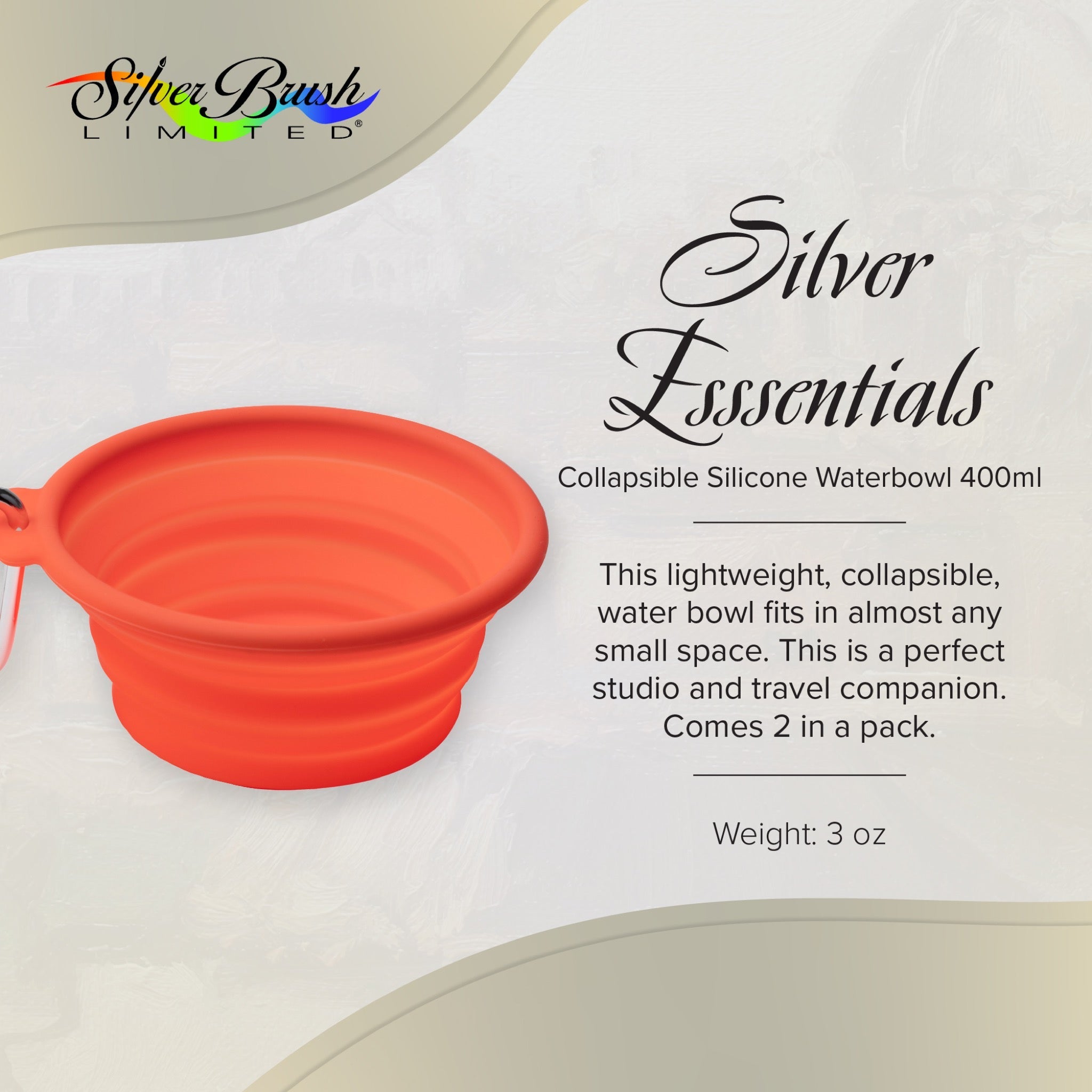 Silver Essentials Round Collapsible Silicone Water Bowl - Orange | 400ml • 2 Pack | 9001 - Size 400ml / Orange