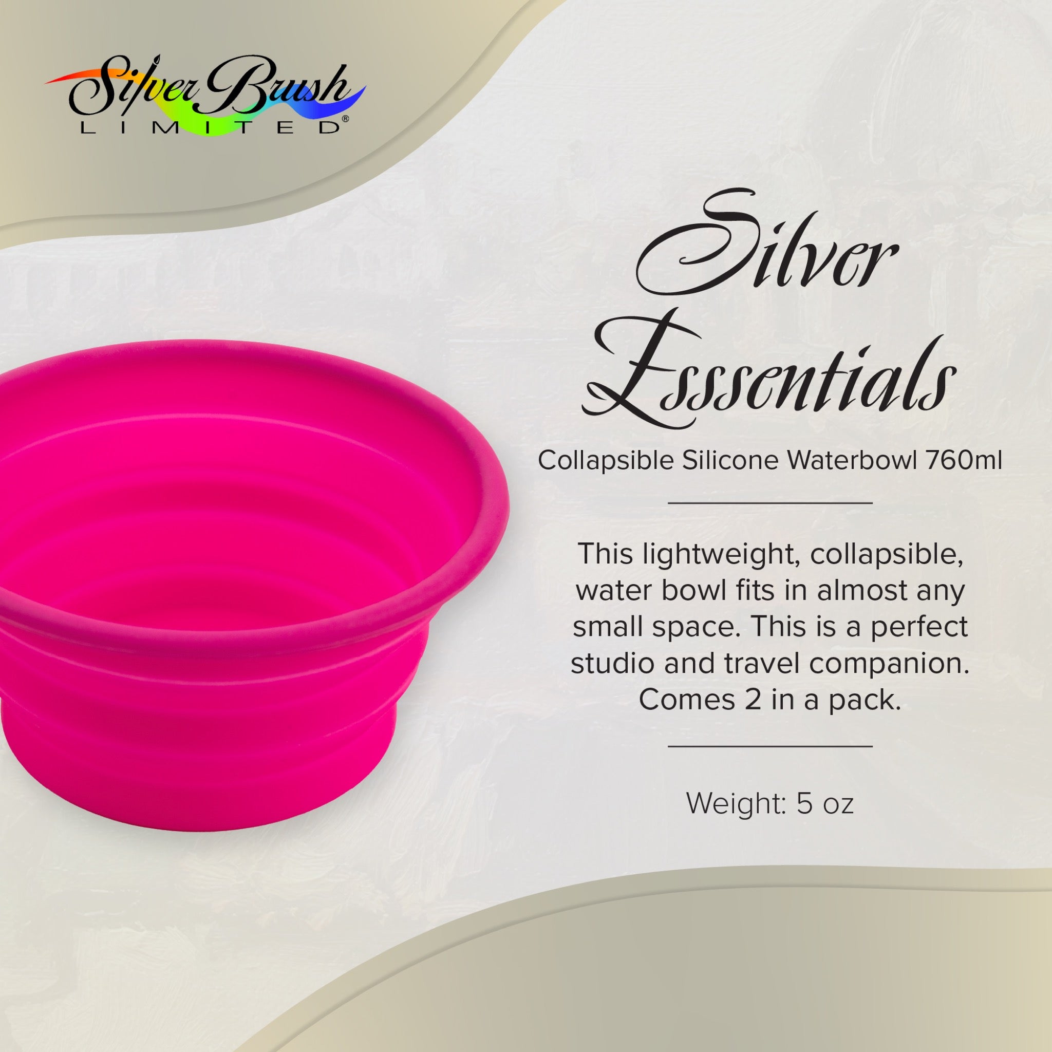 Silver Essentials Round Collapsible Silicone Water Bowl - Pink | 700ml - 2 Pack | 9002 - Size 700ml / Pink