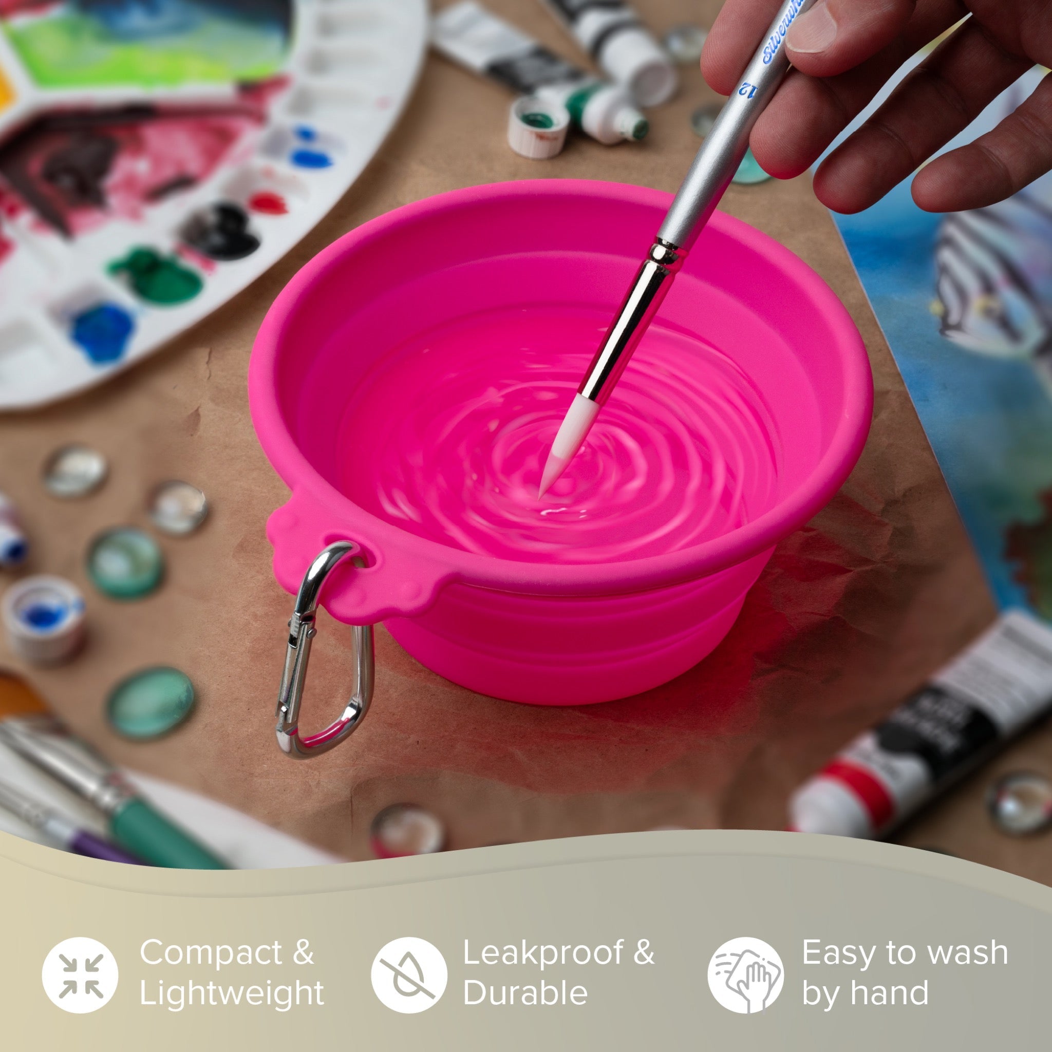 Silver Essentials Round Collapsible Silicone Water Bowl - Pink | 700ml - 2 Pack | 9002 - Size 700ml / Pink