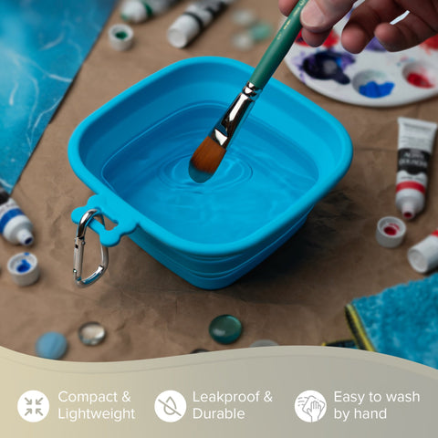 Silver Essentials Square Collapsible Water Bowl - Light Blue | 900 ml size | 9009 - 900 ml / Light Blue