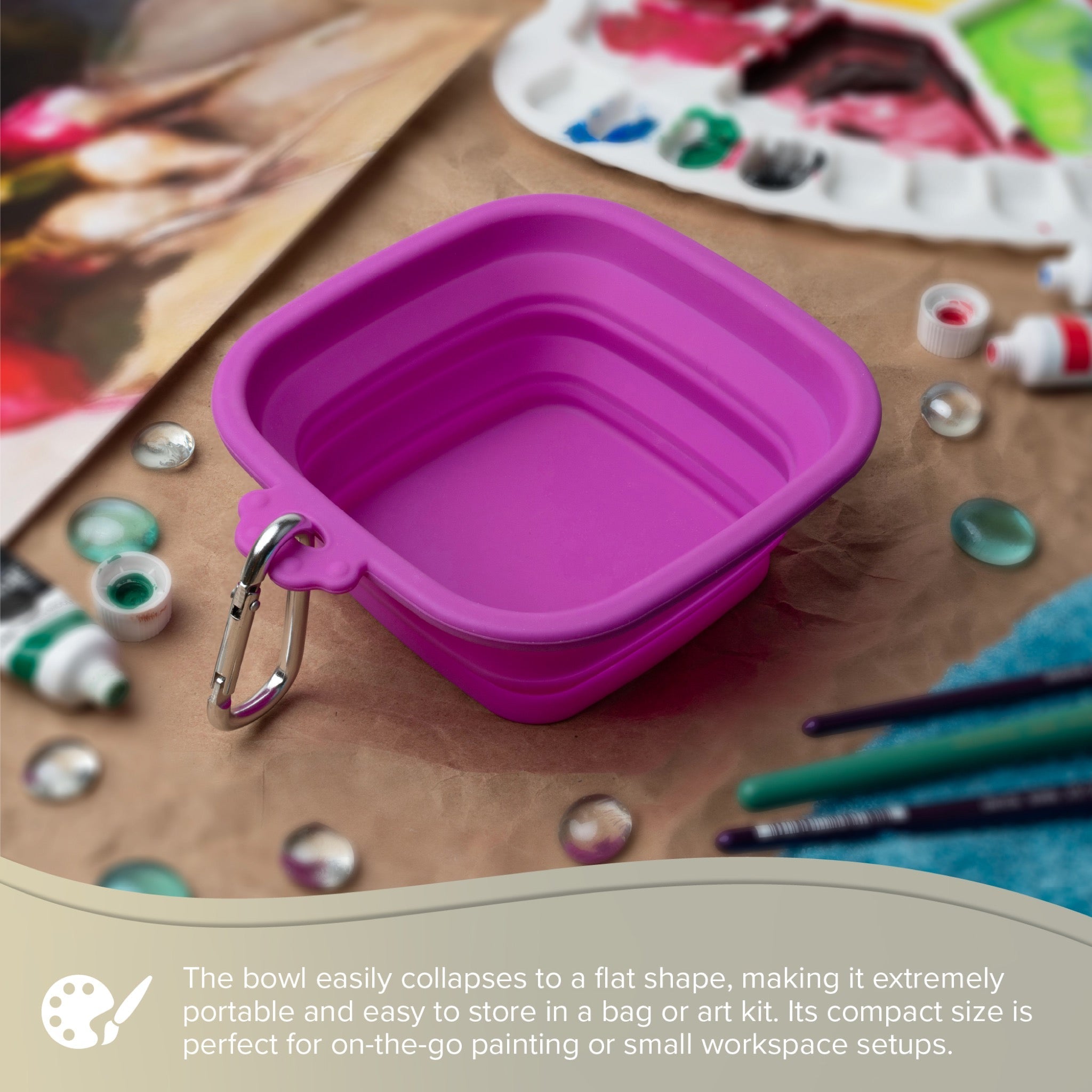 Silver Essentials Square Collapsible Water Bowl - Magenta | 500 ml • 2 Pack | 9008 - 500 ml / Magenta