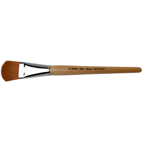 Silver Jumbo™ Golden Taklon Filbert Paintbrush | Mid Length Handle | 8203 - Size 30
