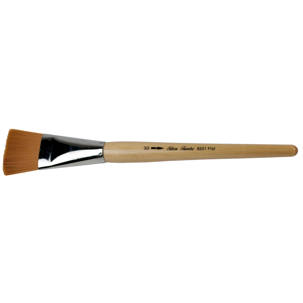 Silver Jumbo™ Golden Taklon Flat Paintbrush | Mid Length Handle | 8201 - Size 30