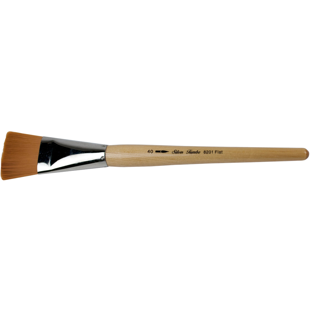 Silver Jumbo™ Golden Taklon Flat Paintbrush | Mid Length Handle | 8201 - Size 40