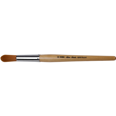 Silver Jumbo™ Golden Taklon Round Paintbrush | Mid Length Handle | 8200 - Size 30