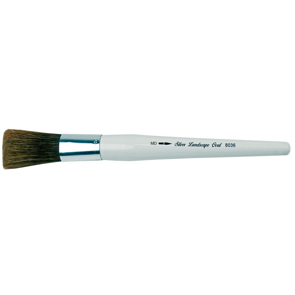 Silver Jumbo™ Landscape Oval Paintbrush | Short Handle | 8036 - Size MD