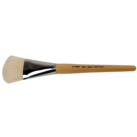 Silver Jumbo™ White Hog Bristle Filbert Paintbrush | Mid Length Handle | 8003 - Size 50