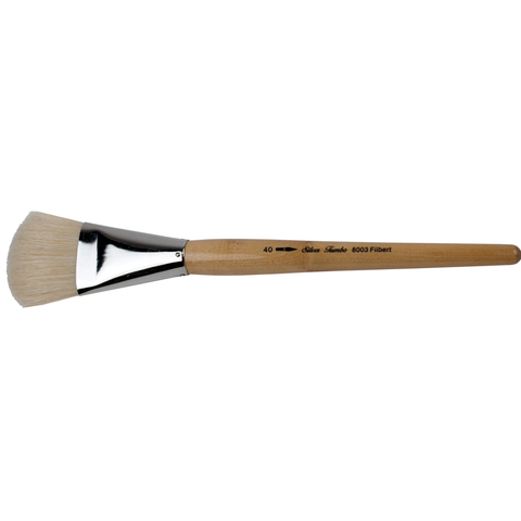 Silver Jumbo™ White Hog Bristle Filbert Paintbrush | Mid Length Handle | 8003 - Size 40