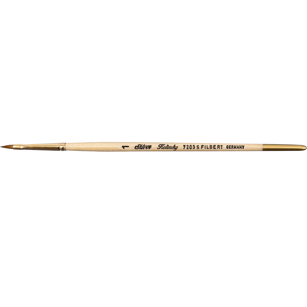 Silver Kolinsky® Filbert Paintbrush | Short Handle | 7203S - Size 1
