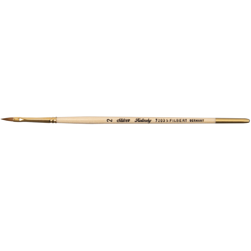 Silver Kolinsky® Filbert Paintbrush | Short Handle | 7203S - Size 2