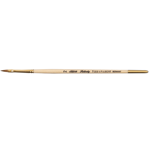 Silver Kolinsky® Filbert Paintbrush | Short Handle | 7203S - Size 2