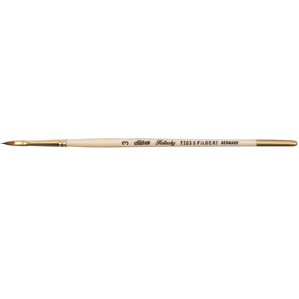 Silver Kolinsky® Filbert Paintbrush | Short Handle | 7203S - Size 3