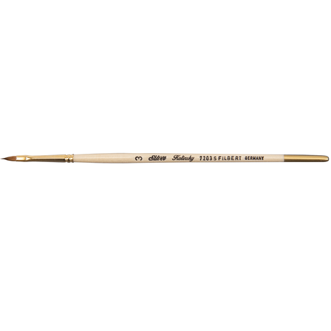 Silver Kolinsky® Filbert Paintbrush | Short Handle | 7203S - Size 3