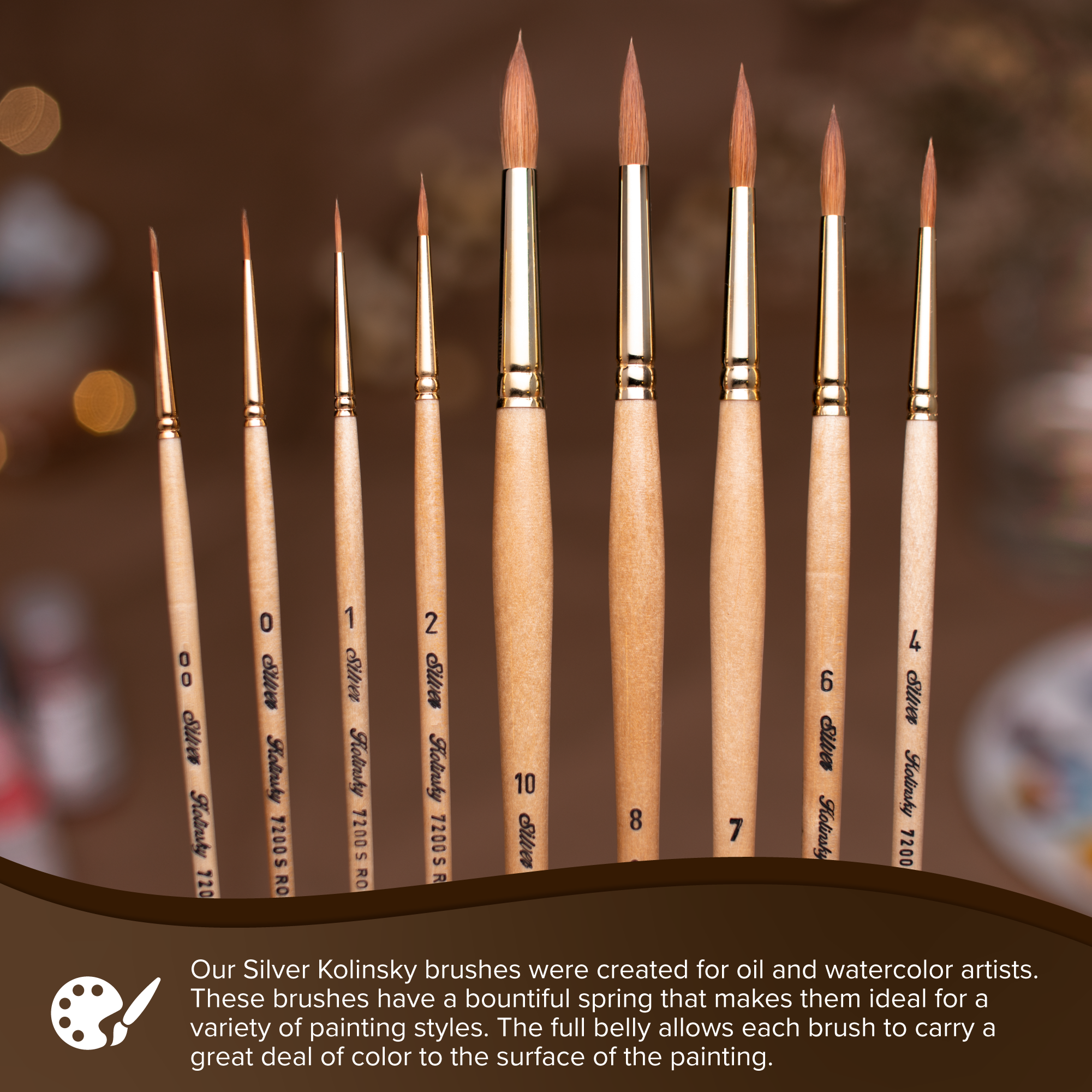 Silver Kolinsky® Round Paintbrush | Short Handle | 7200S