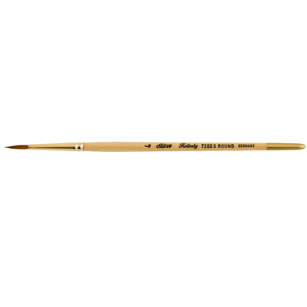 Silver Kolinsky® Round Paintbrush | Short Handle | 7200S - Size 4