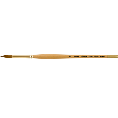 Silver Kolinsky® Round Paintbrush | Short Handle | 7200S - Size 8