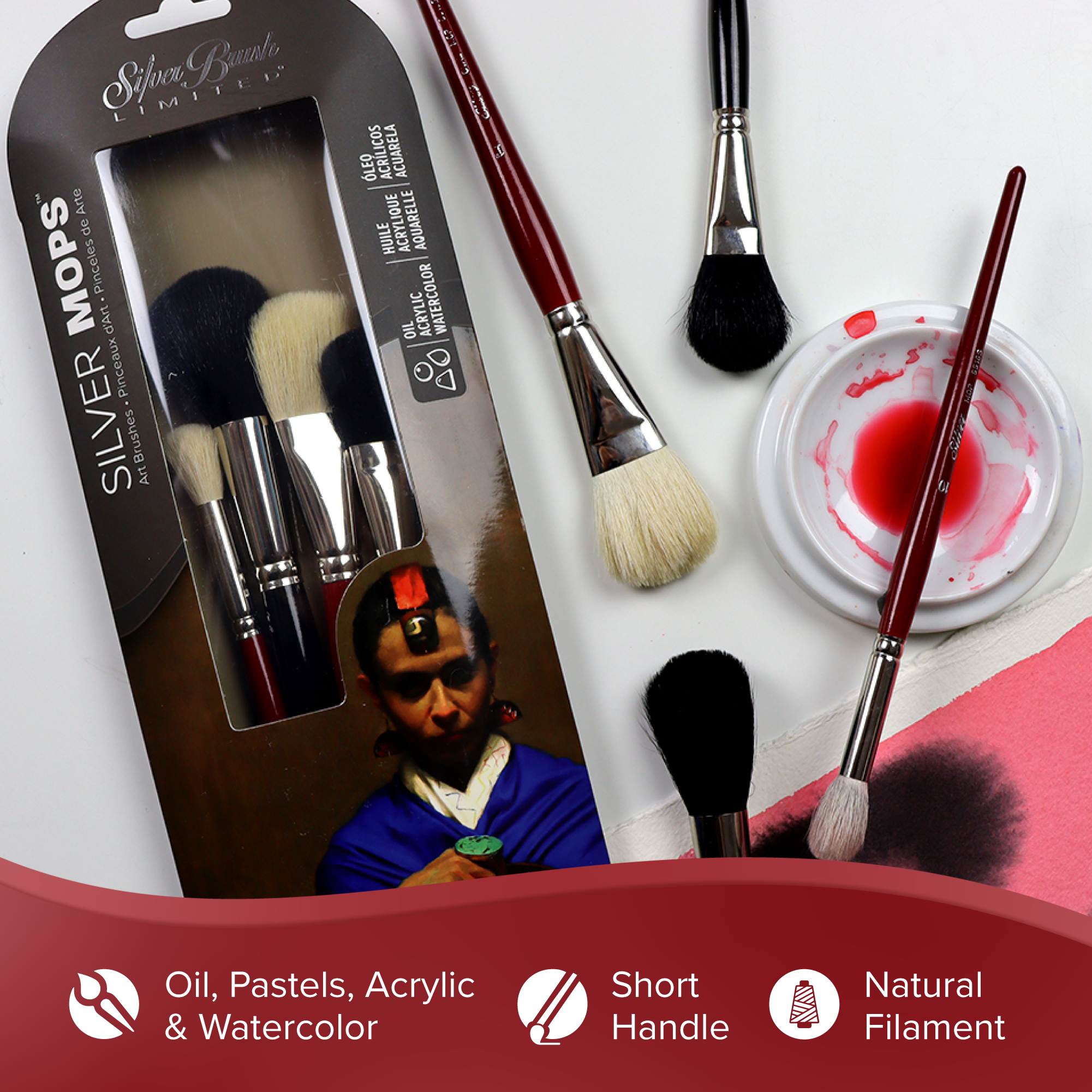 Silver Mop™ 4pc Mop Variety Set | Short Handle | SMS-5599S - Round & Oval Mops