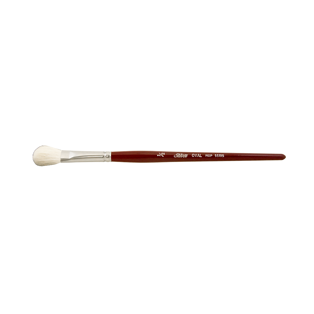 Silver Mop™ White Oval Paintbrush | Short Handle | 5519S - Size 1/2