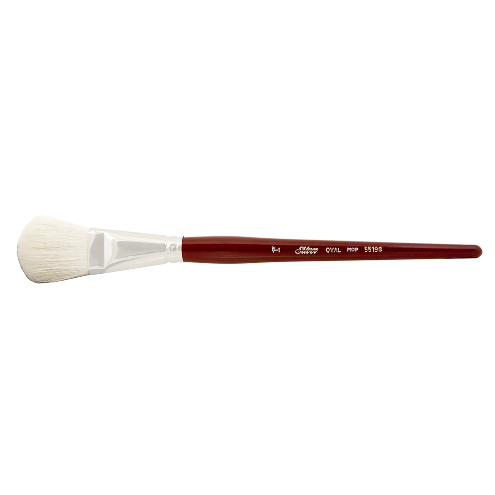 Silver Mop™ White Oval Paintbrush | Short Handle | 5519S - Size 1 Inch