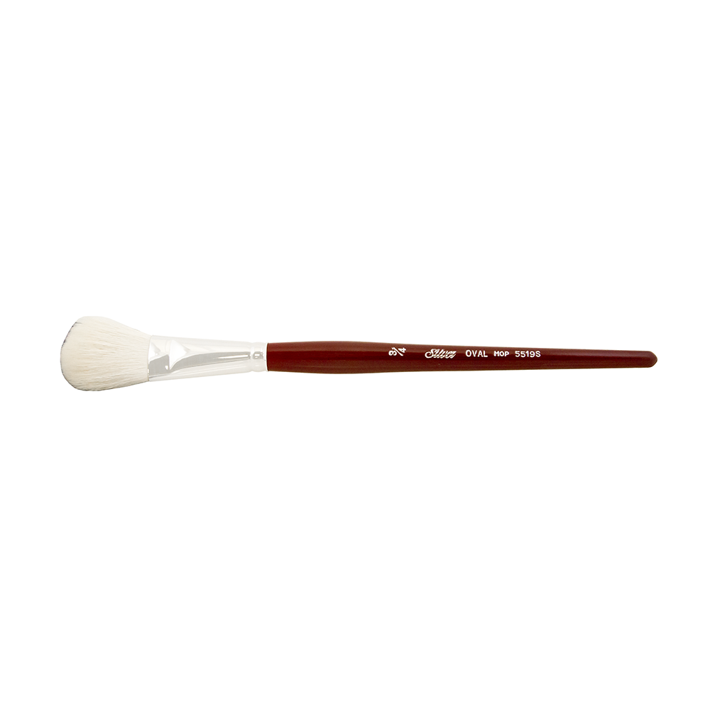 Silver Mop™ White Oval Paintbrush | Short Handle | 5519S - Size 3/4 Inch